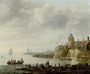 Jan van  Goyen River Scene with a Fortified Shore oil painting on canvas